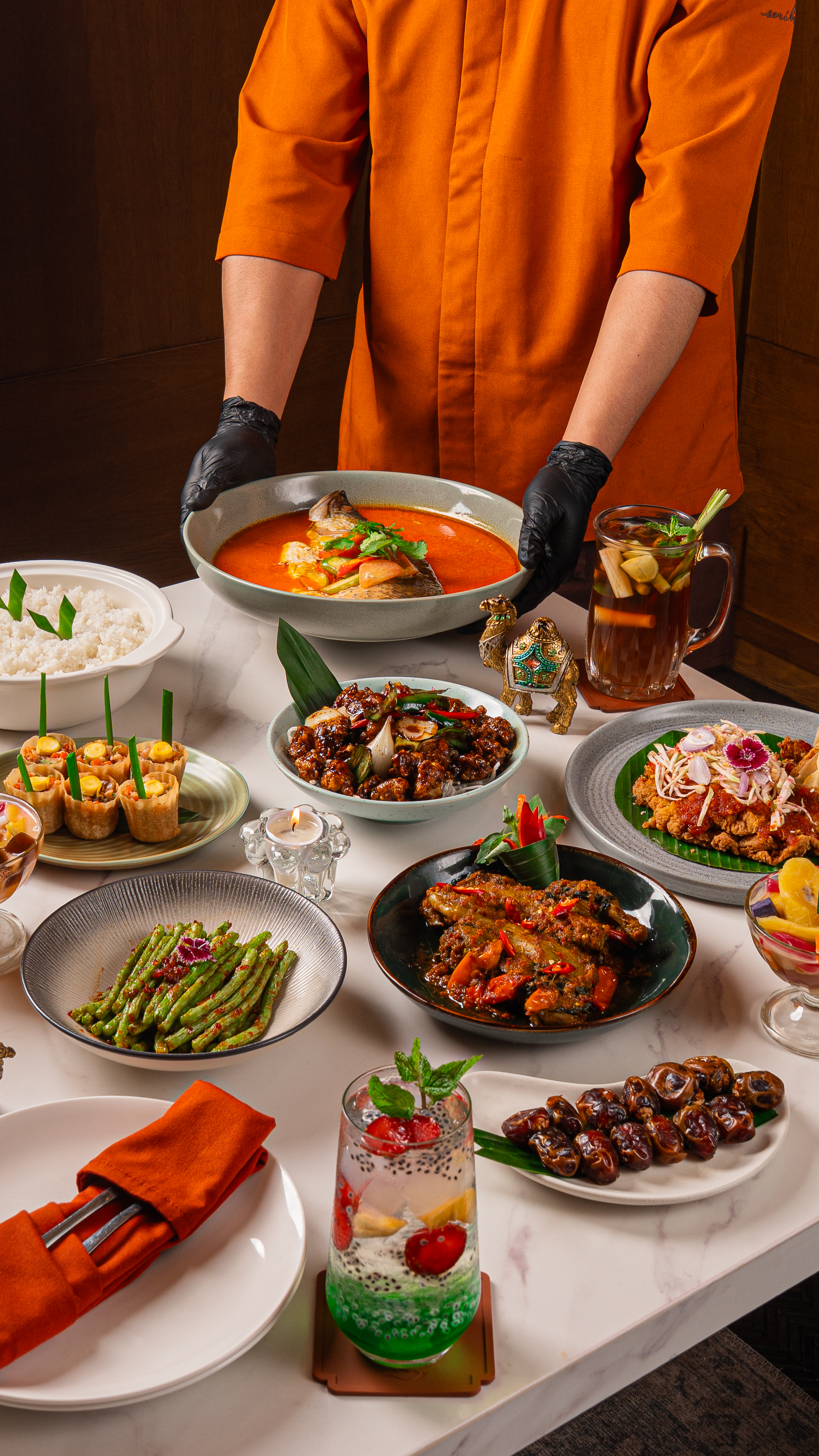Chef plating food for premium culinary content production